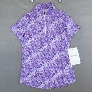 NWT Ibkul T Shirt 1/4 Zip Pullover Short Sleeves Performance XS Briana Plum Golf